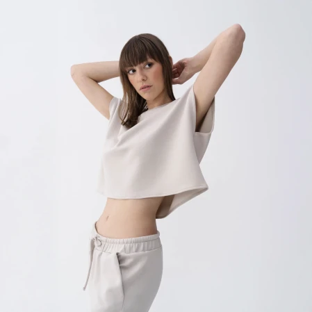 Nua Kadın Modal Tişört Taş - 3