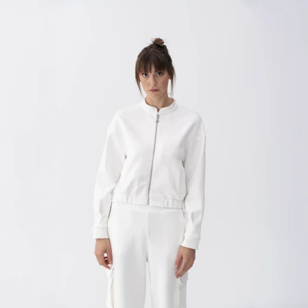 Holly Kadın % 100 Pamuk Bomber Ceket Bej - 6