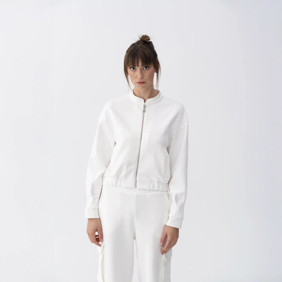 Holly Kadın % 100 Pamuk Bomber Ceket Bej - 6