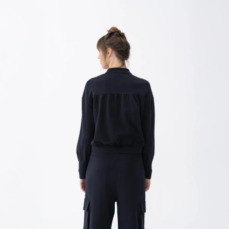 Holly Kadın % 100 Pamuk Bomber Ceket Lacivert - 5