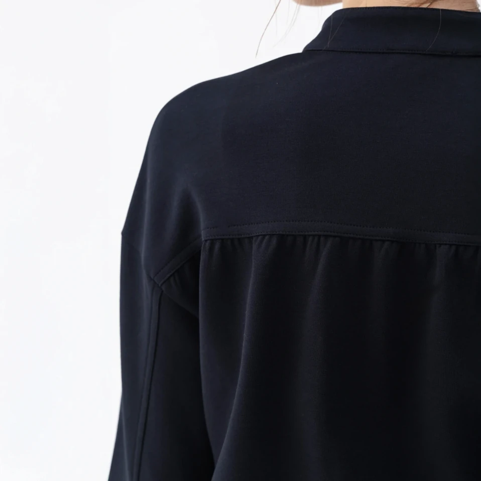 Holly Kadın % 100 Pamuk Bomber Ceket Lacivert - 4