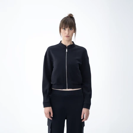 Holly Kadın % 100 Pamuk Bomber Ceket Lacivert 