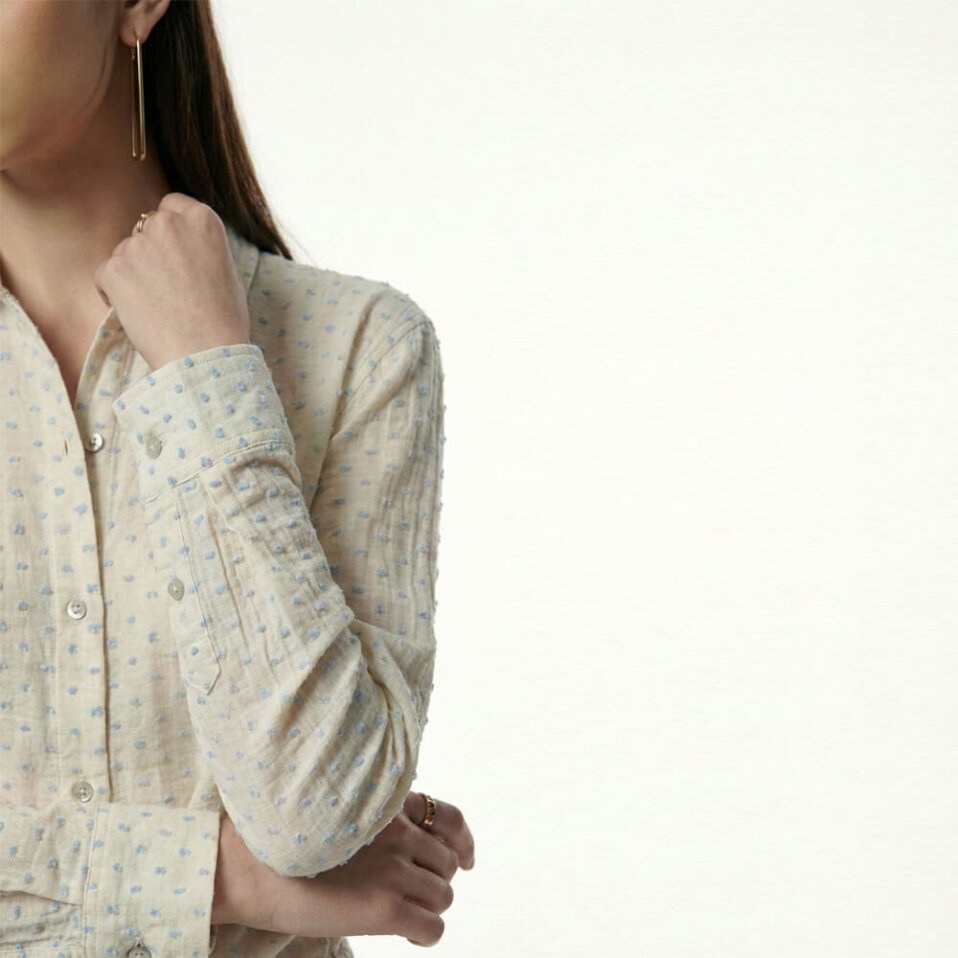 Josef Kadın Müslin Uzun Kol Gömlek Mavi - 3