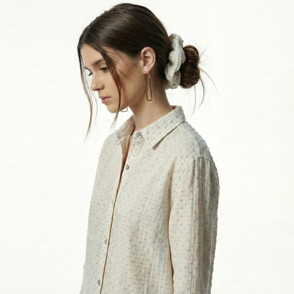 Josef Kadın Müslin Uzun Kol Gömlek Mavi - 1