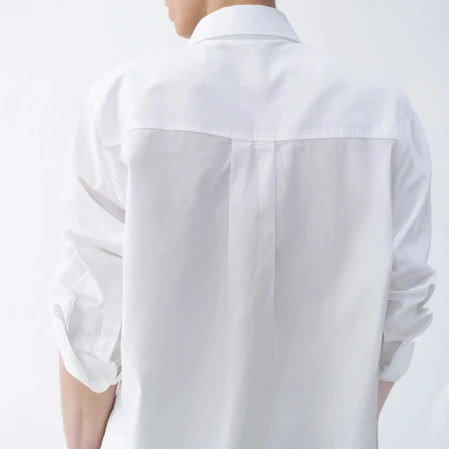 Nora Kadın %100 Pamuklu Oversize Gömlek Beyaz - 4