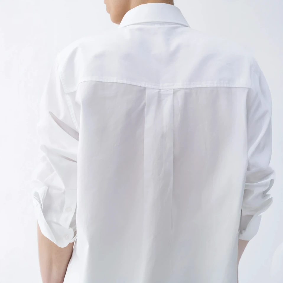 Nora Kadın %100 Pamuklu Oversize Gömlek Beyaz - 4