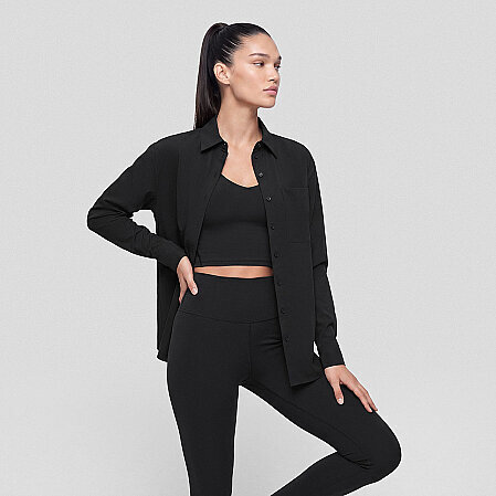 Nora Kadın %100 Pamuklu Oversize Gömlek Siyah - 3