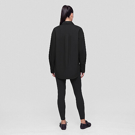Nora Kadın %100 Pamuklu Oversize Gömlek Siyah - 4
