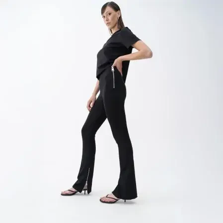 Aria Kadın Yırtmaç Detaylı Pantolon Siyah - 1