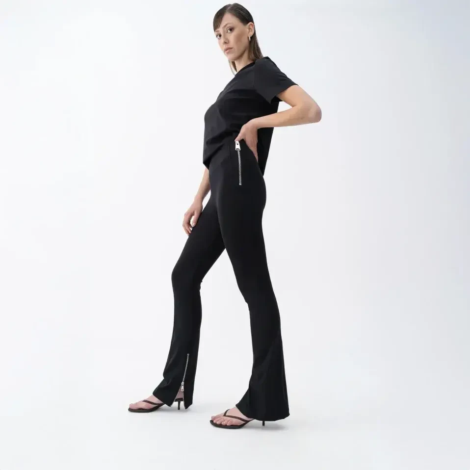 Aria Kadın Yırtmaç Detaylı Pantolon Siyah - 1