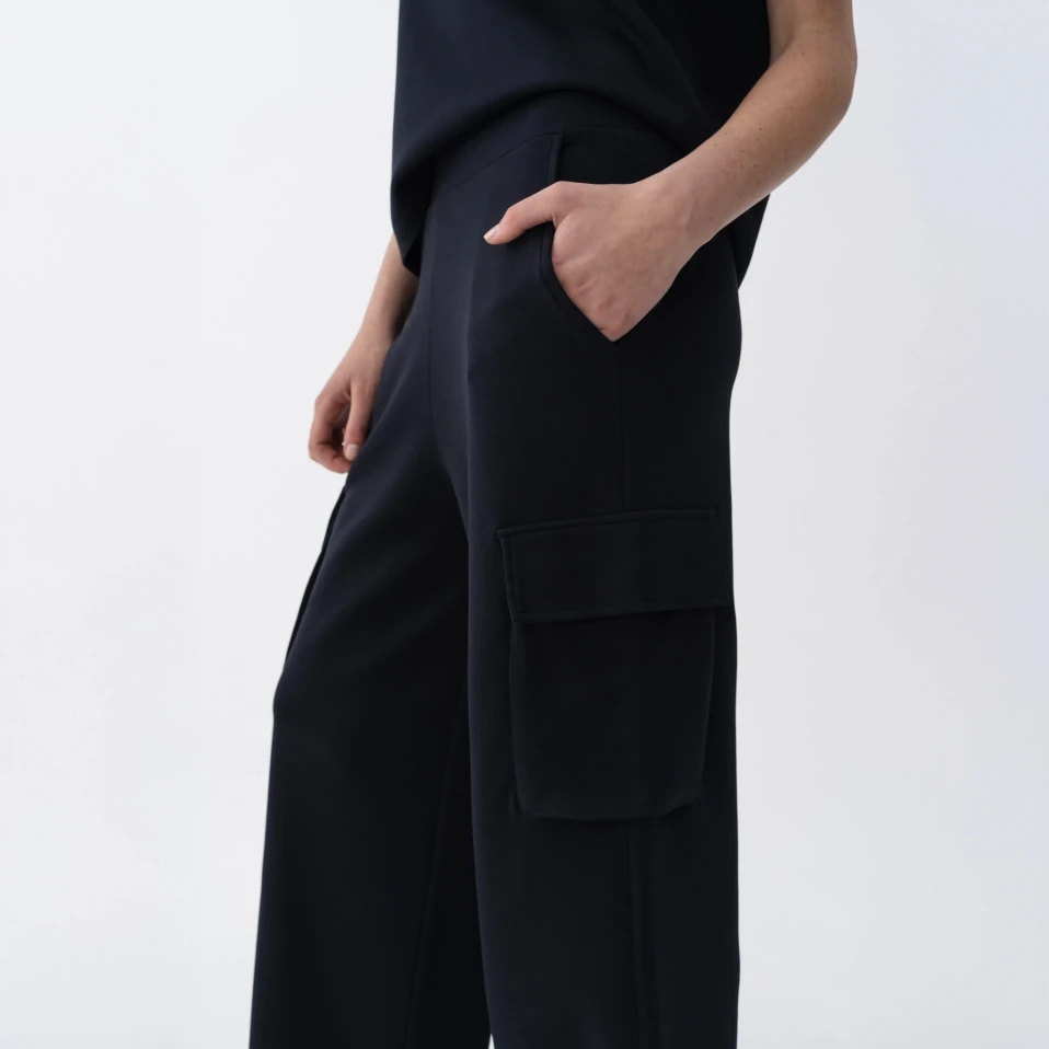 Holly Kadın % 100 Pamuk Kargo Pantolon Lacivert - 3