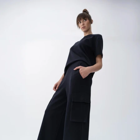 Holly Kadın % 100 Pamuk Kargo Pantolon Lacivert - 5