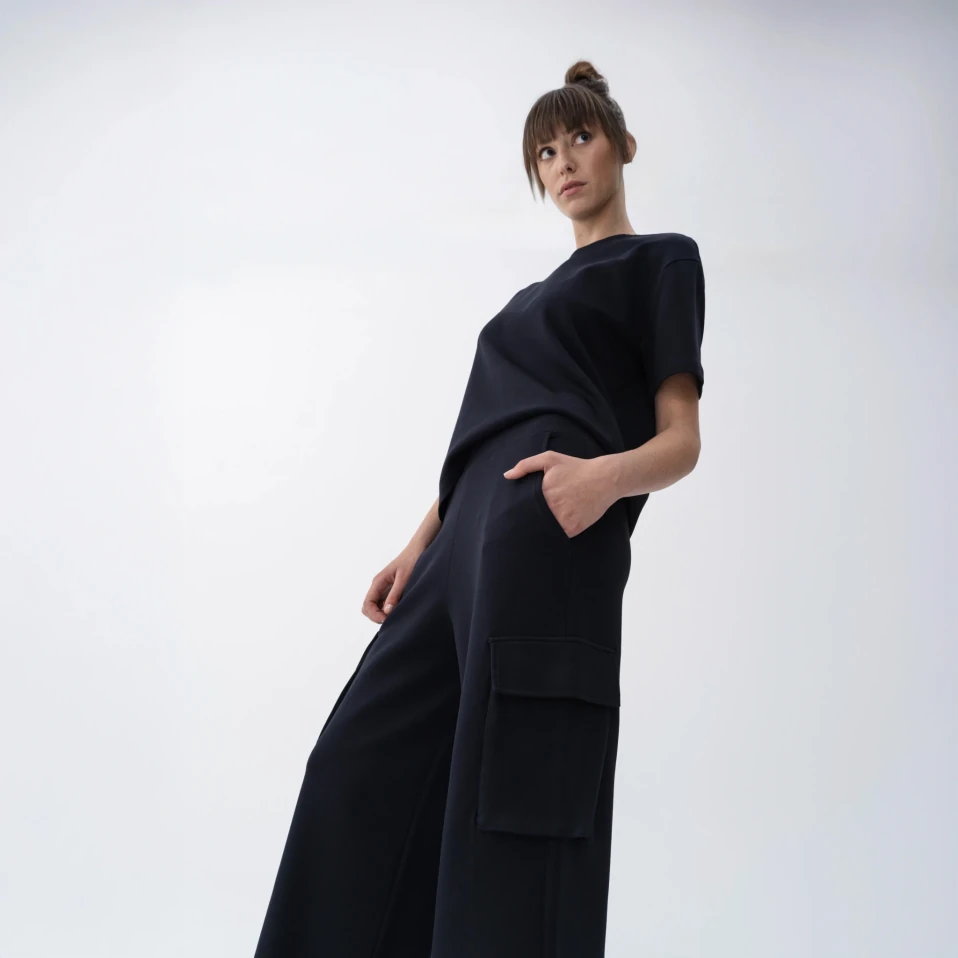 Holly Kadın % 100 Pamuk Kargo Pantolon Lacivert - 5