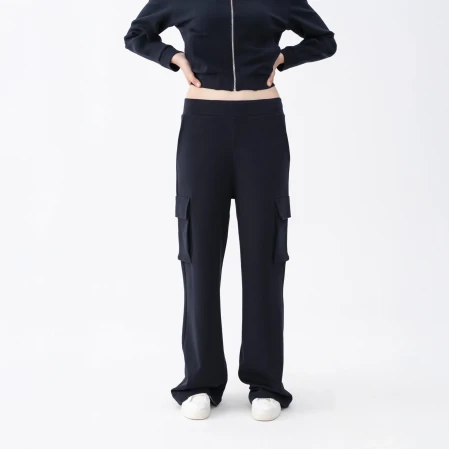 Holly Kadın % 100 Pamuk Kargo Pantolon Lacivert - 4