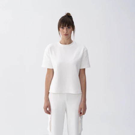 Holly Kadın % 100 Pamuk Kısa Kol Tişört Bej - 1