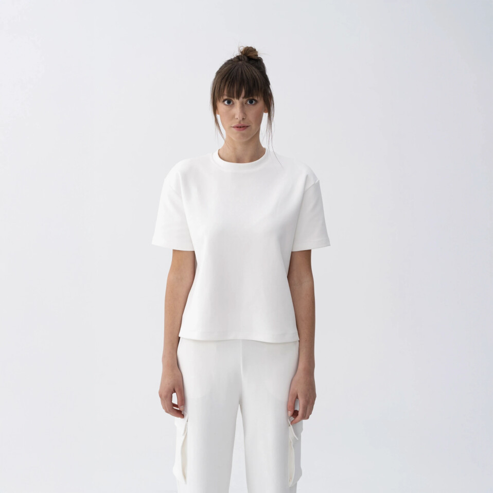 Holly Kadın % 100 Pamuk Kısa Kol Tişört Bej - 1