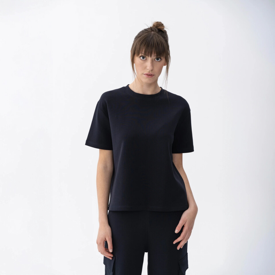 Holly Kadın % 100 Pamuk Kısa Kol Tişört Lacivert - Qua Home