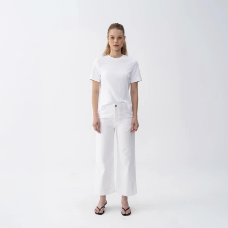 Dori Kadın % 100 Pamuk Kısa Kol Tişört Beyaz - 3