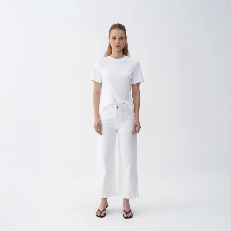 Dori Kadın % 100 Pamuk Kısa Kol Tişört Beyaz - 3