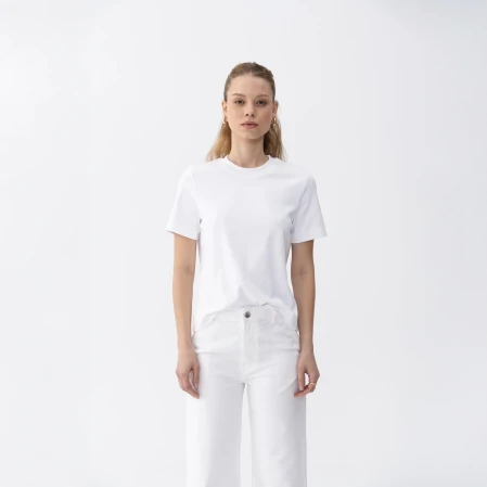 Dori Kadın % 100 Pamuk Kısa Kol Tişört Beyaz - 4
