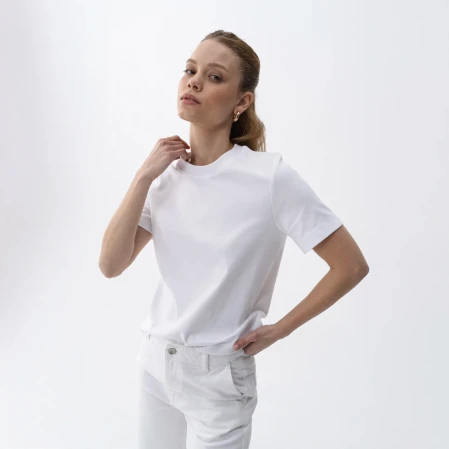 Dori Kadın % 100 Pamuk Kısa Kol Tişört Beyaz 