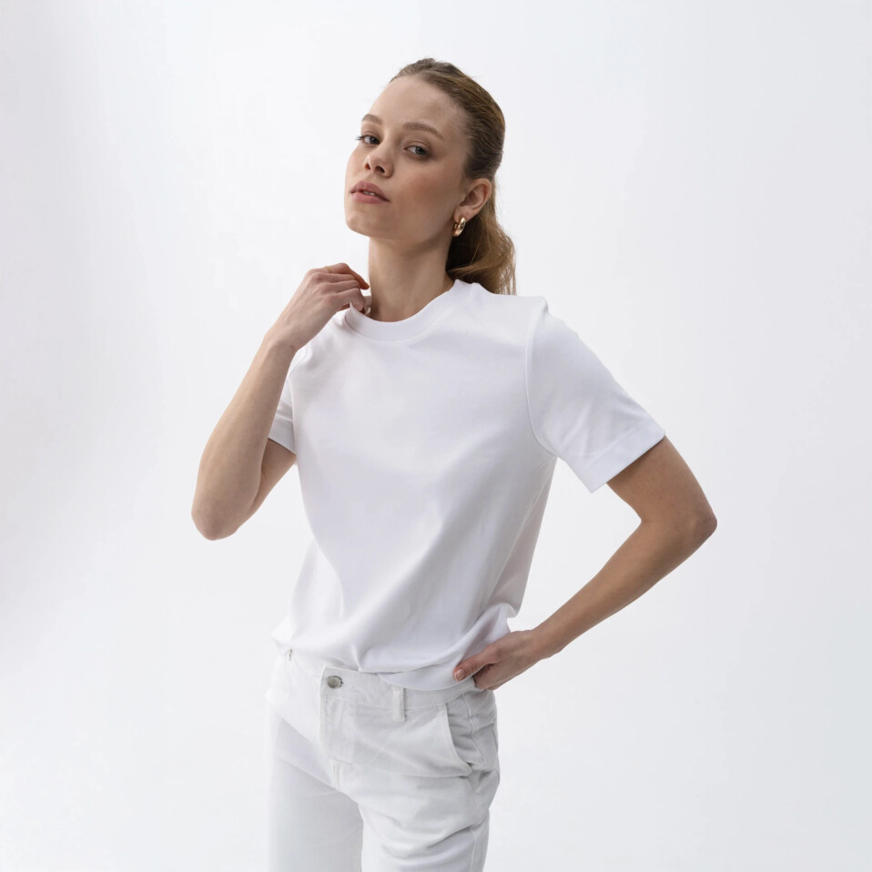 Dori Kadın % 100 Pamuk Kısa Kol Tişört Beyaz - Qua Home