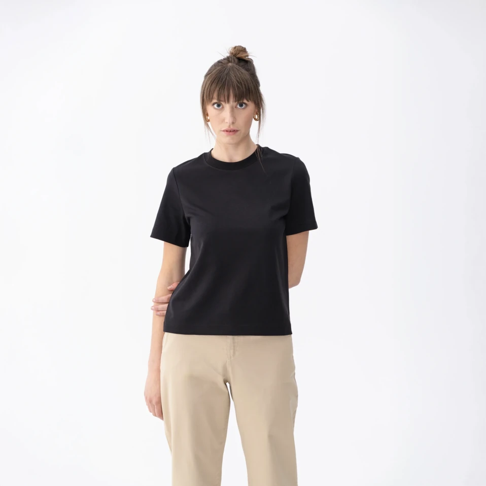 Dori Kadın % 100 Pamuk Kısa Kol Tişört Siyah - Qua Home