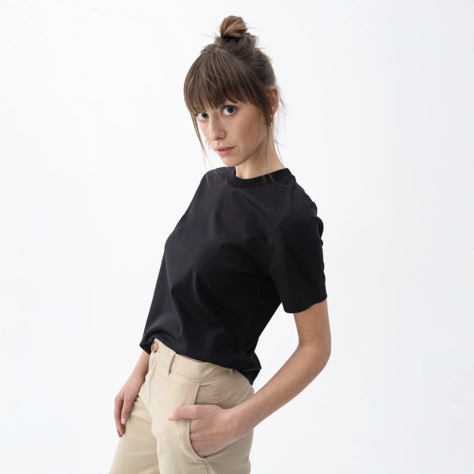 Dori Kadın % 100 Pamuk Kısa Kol Tişört Siyah - 2