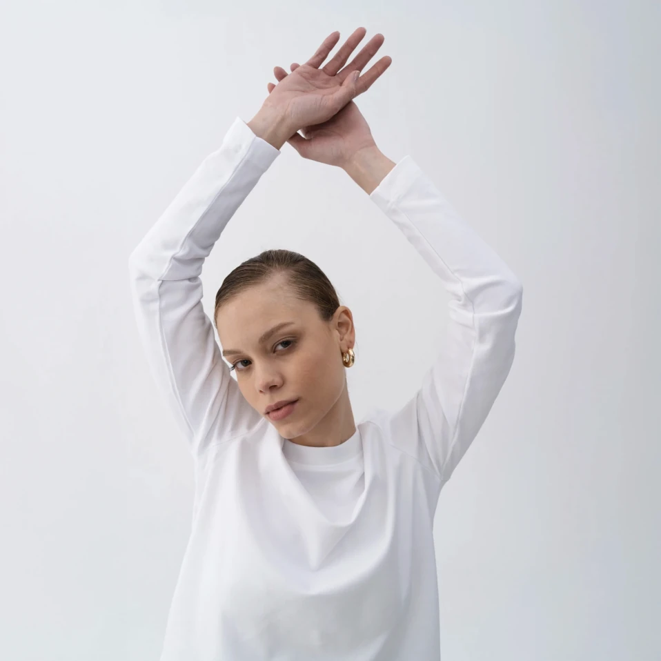 Dori Kadın % 100 Pamuk Uzun Kol Tişört Beyaz - 2