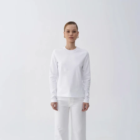 Dori Kadın % 100 Pamuk Uzun Kol Tişört Beyaz - 5