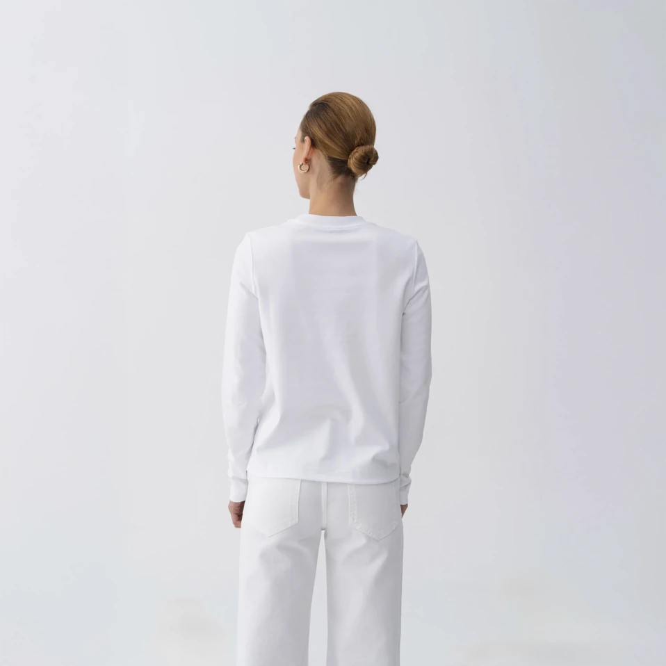 Dori Kadın % 100 Pamuk Uzun Kol Tişört Beyaz - 4