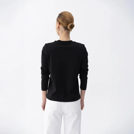 Dori Kadın % 100 Pamuk Uzun Kol Tişört Siyah - 2