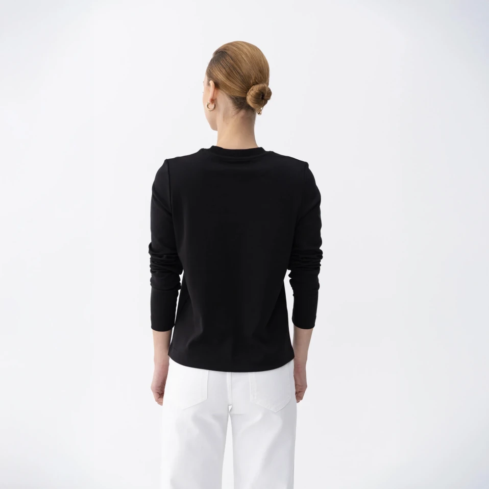 Dori Kadın % 100 Pamuk Uzun Kol Tişört Siyah - 2