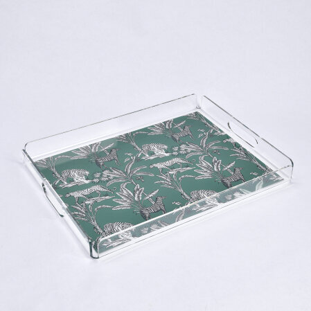 Jungle Pleksi Zebra Yeşil Tepsi 40x30 cm - Qua Home