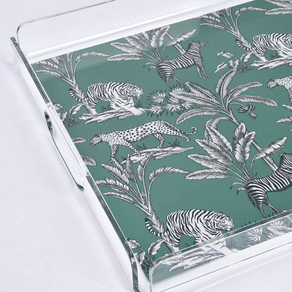 Jungle Pleksi Zebra Yeşil Tepsi 40x30 cm - 2