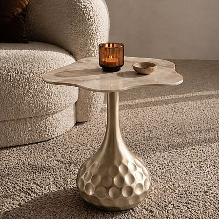 Kairo Sand Granit Light Bakır Ayaklı Sehpa - 3