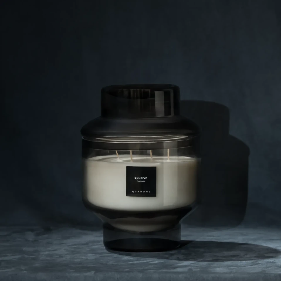 Lois Cam Kapaklı Antrasit Mum 1000 Gr - Qua Home