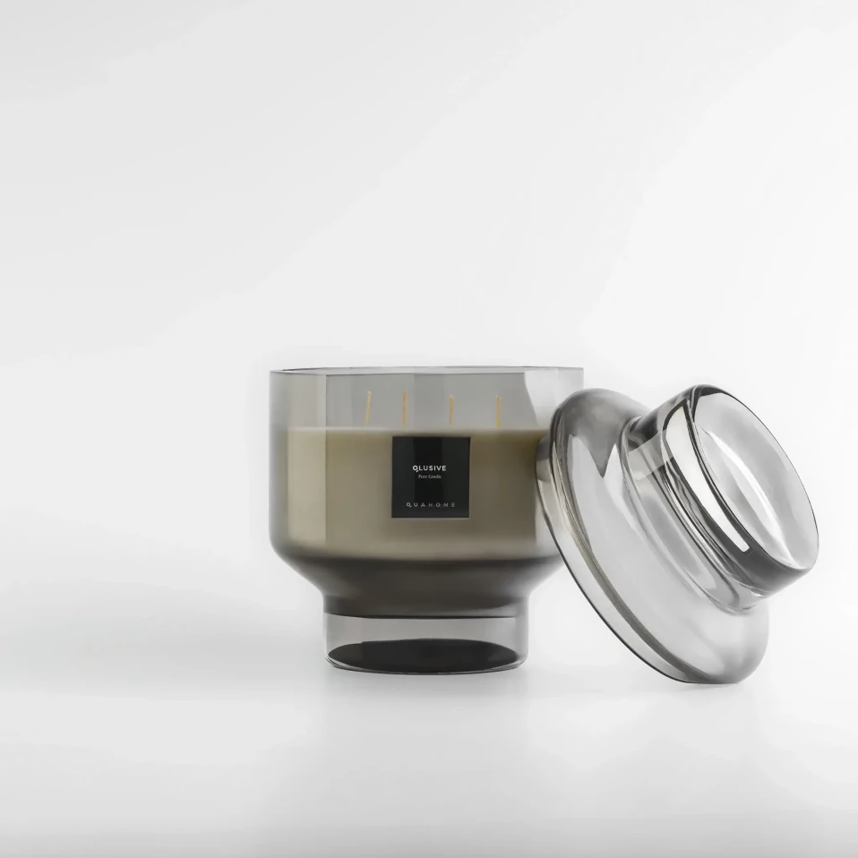 Lois Cam Kapaklı Antrasit Mum 1000 Gr - 4