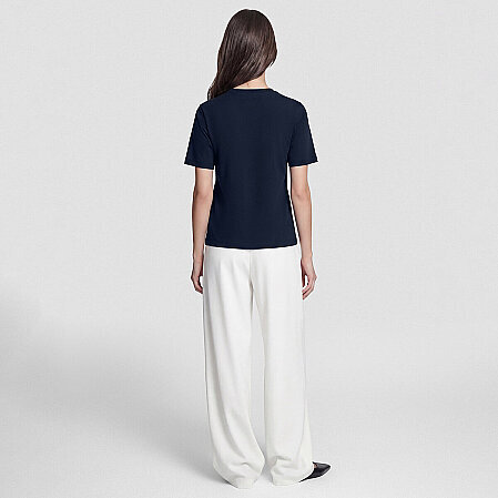 Lana Kadın Merserize Pamuk Kısa Kol Tişört Lacivert - 4