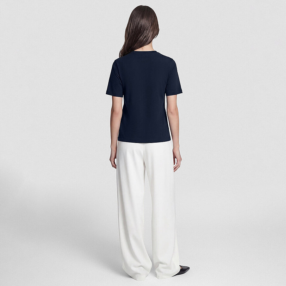 Lana Kadın Merserize Pamuk Kısa Kol Tişört Lacivert - 4