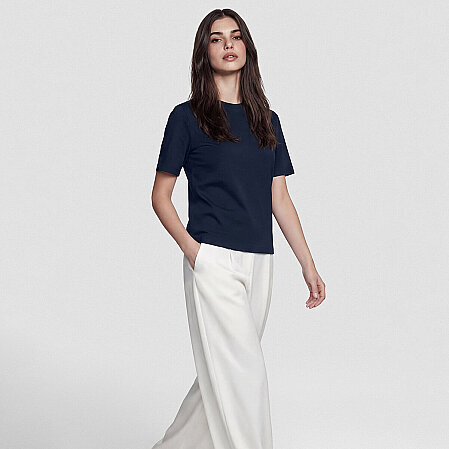 Lana Kadın Merserize Pamuk Kısa Kol Tişört Lacivert - 2