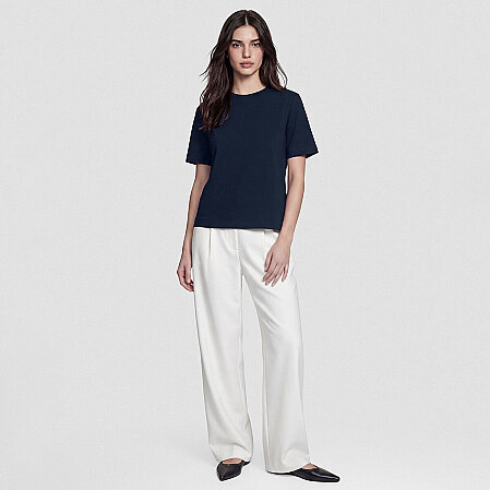 Lana Kadın Merserize Pamuk Kısa Kol Tişört Lacivert - 3