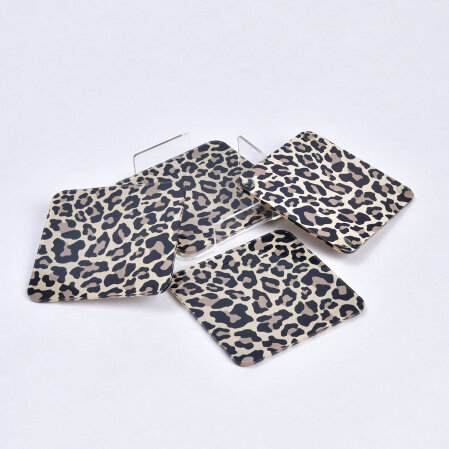 Leora Pleksi Leopar Siyah Bardak Altlığı 6' lı - 3