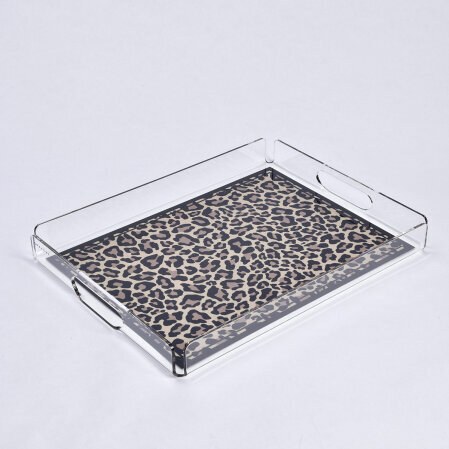 Leora Pleksi Leopar Siyah Tepsi 36x26 cm - Qua Home