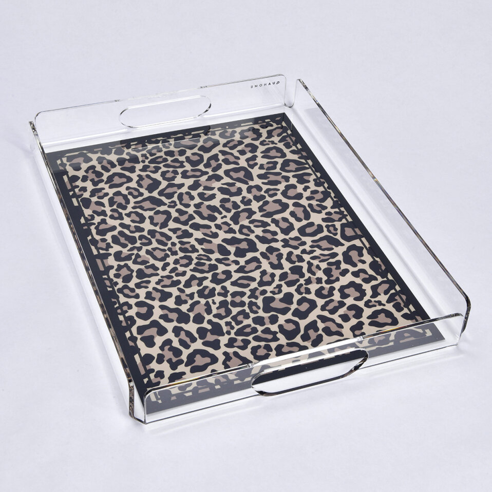 Leora Pleksi Leopar Siyah Tepsi 36x26 cm - 3