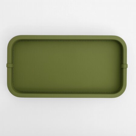 Marta Dekoratif Deri Tepsi Yağ Yeşili 50x27x3 cm - 2