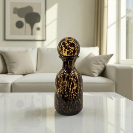 Cien Cam Vazo Leopar Detaylı 14x14x32 cm - 2