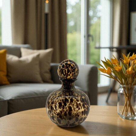 Cien Cam Vazo Leopar Detaylı 22x22x30 cm - 2