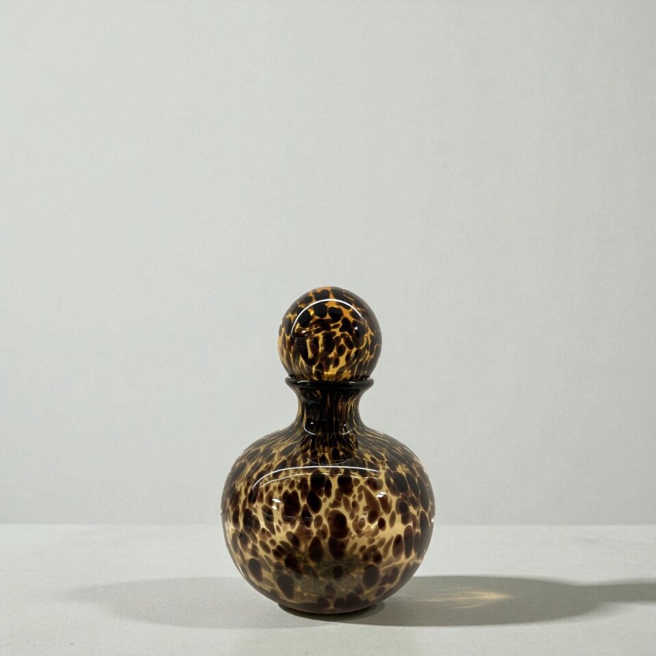 Cien Cam Vazo Leopar Detaylı 22x22x30 cm - 1