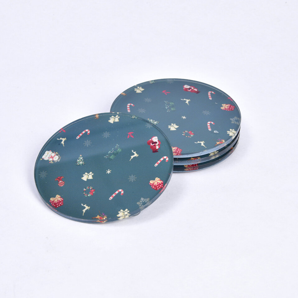 Merrie Yılbaşı Bardak Altlığı Yuvarlak 4' Lü - 2